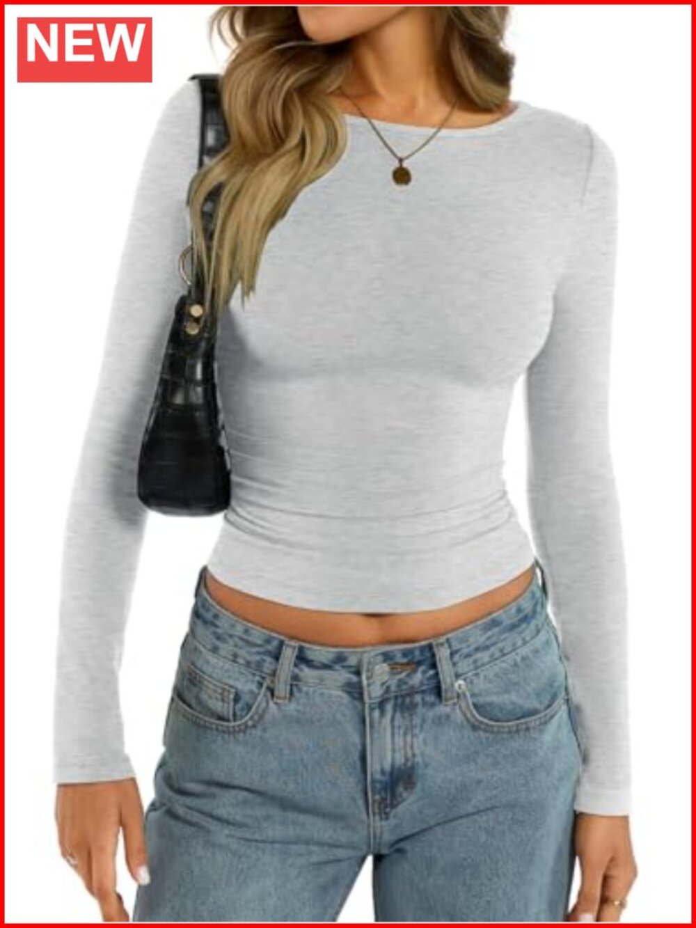 Cotton Boat Neck Long Sleeve Slim Fit Crop Top Y2K Going Out Tee